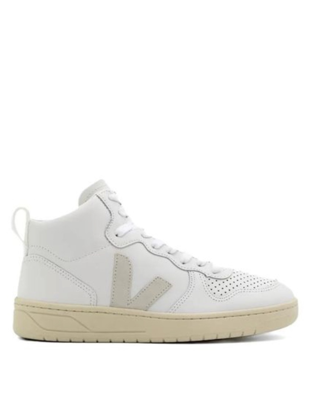 VEJA Women's V-15 Leather High-Top Sneakers - White/Natural - Size 40/9 - EUC!